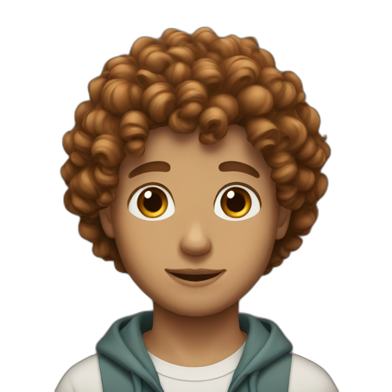 Boy curly brown haire emoji