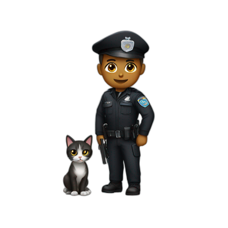 Black uniform anti-terrorism police holding a cat emoji
