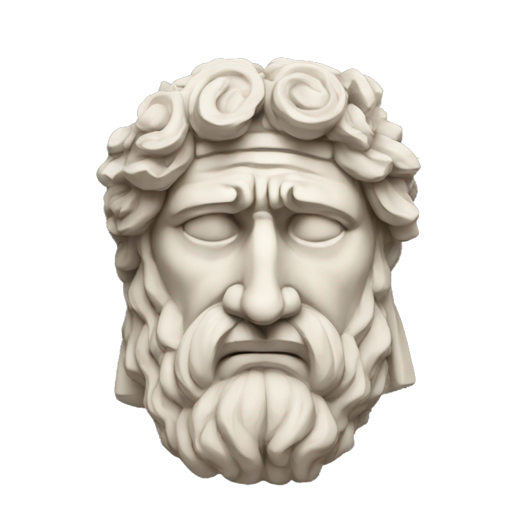 Ancient Greek King Odysseus Statue Face Only, Crying, Tears, Off-white emoji
