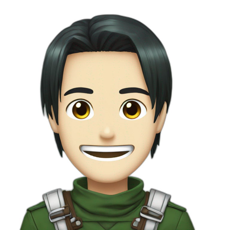 smile Levi of Attack titan wears forest-green clothes emoji