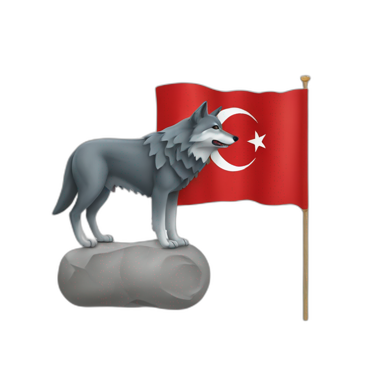 Turkish flag with a wolf emoji