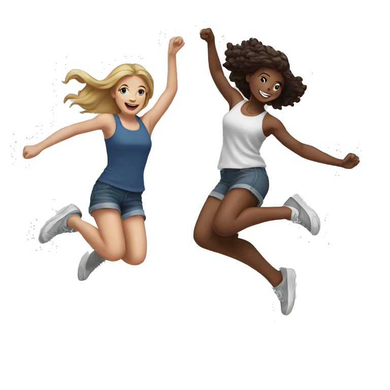 two white girls jumping emoji