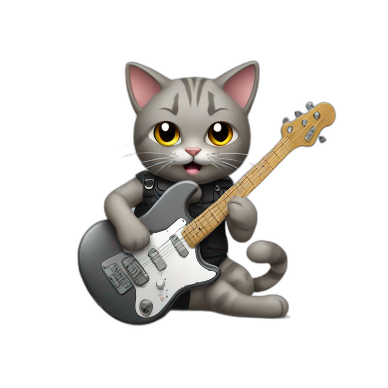 Cat playing metal emoji