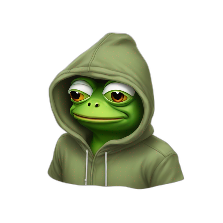 pepe frog in hoodie emoji AI Emoji Generator