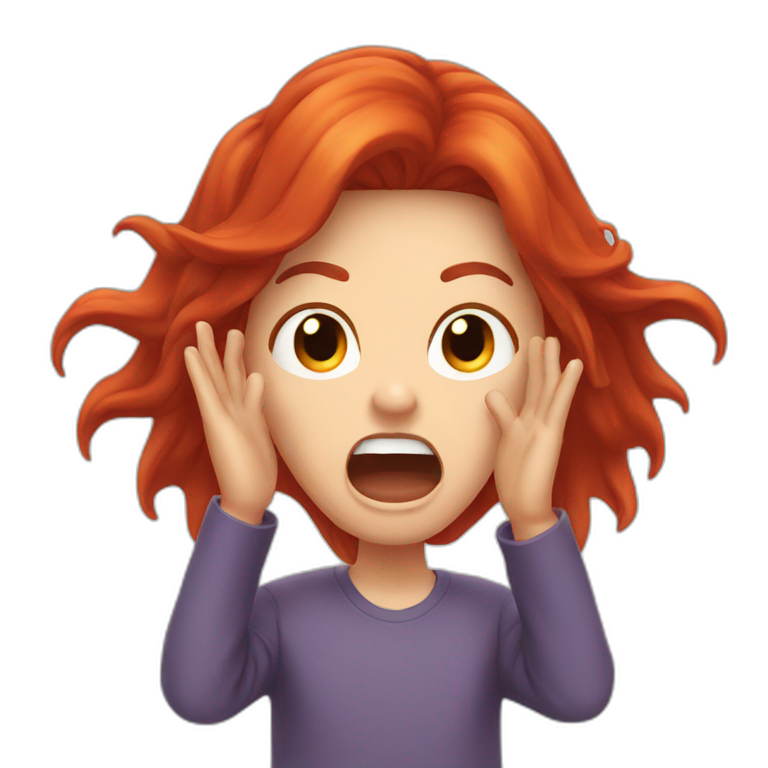 red hair scream hands emoji
