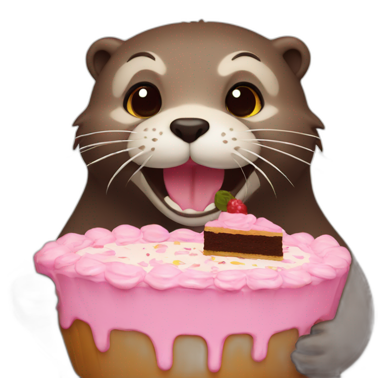 Otter eating cake emoji