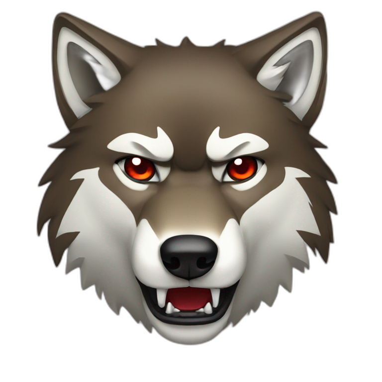 Red colour angry wolf emoji