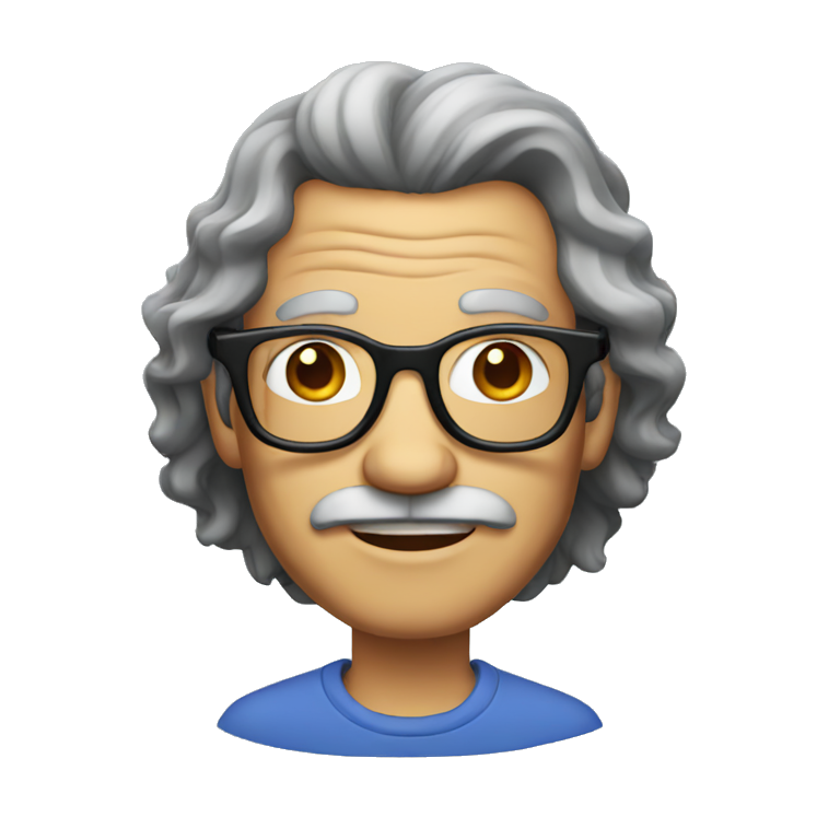 old men with glasses and curly long black hair emoji