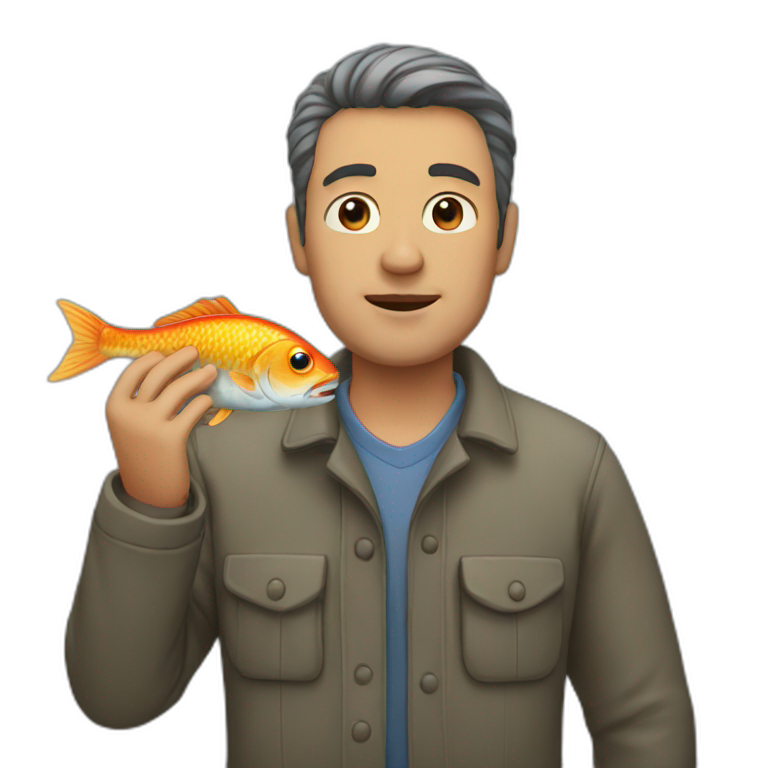 Man with a fish emoji