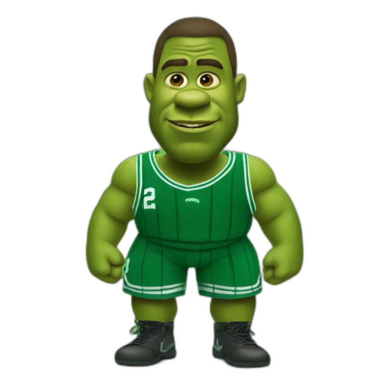shrek wearing green boston celtics jersey emoji