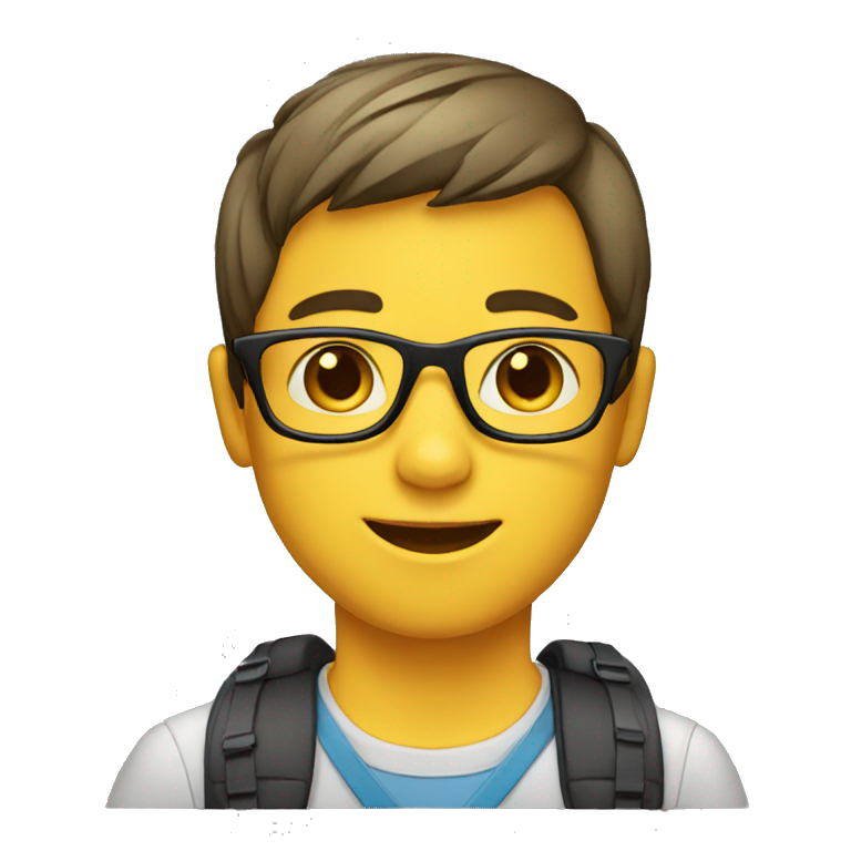 boy with straight hair-school bag-glasses emoji