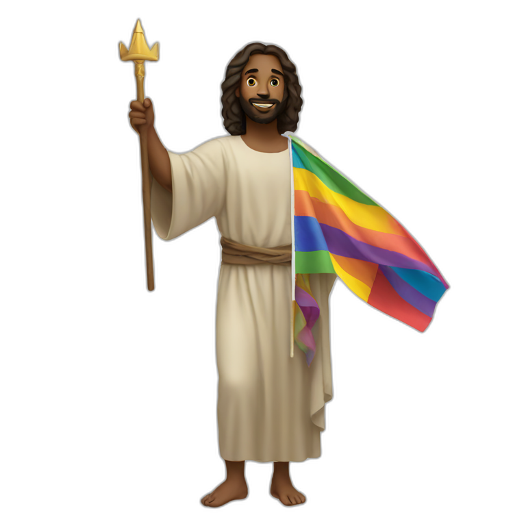 black jesus waving pride flag emoji