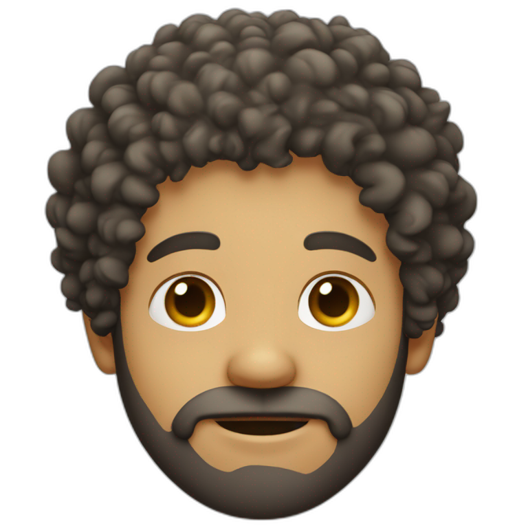 curly haired man with beard saluting emoji