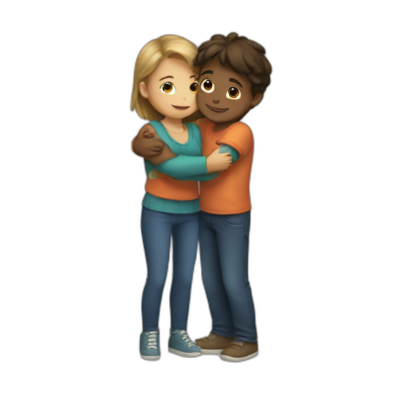 girl and boy hugging  emoji