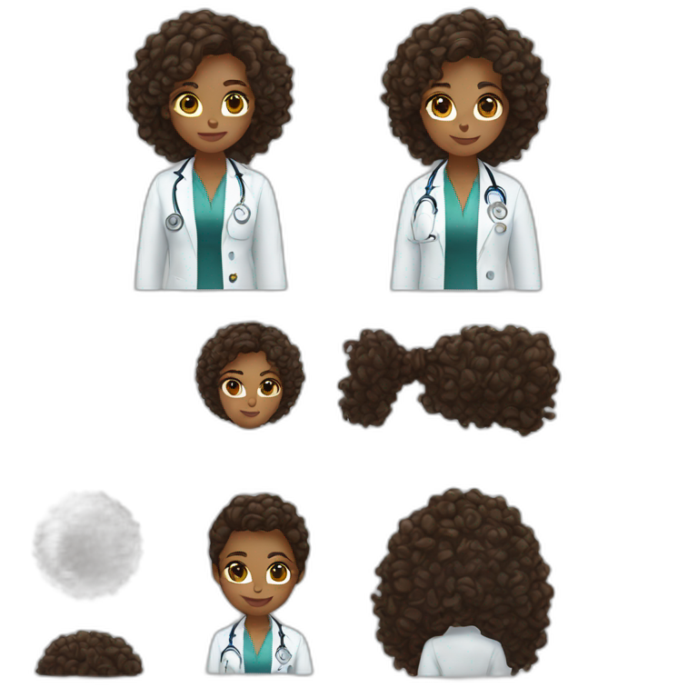 doctor woman brown light skin long curly hair black cat emoji