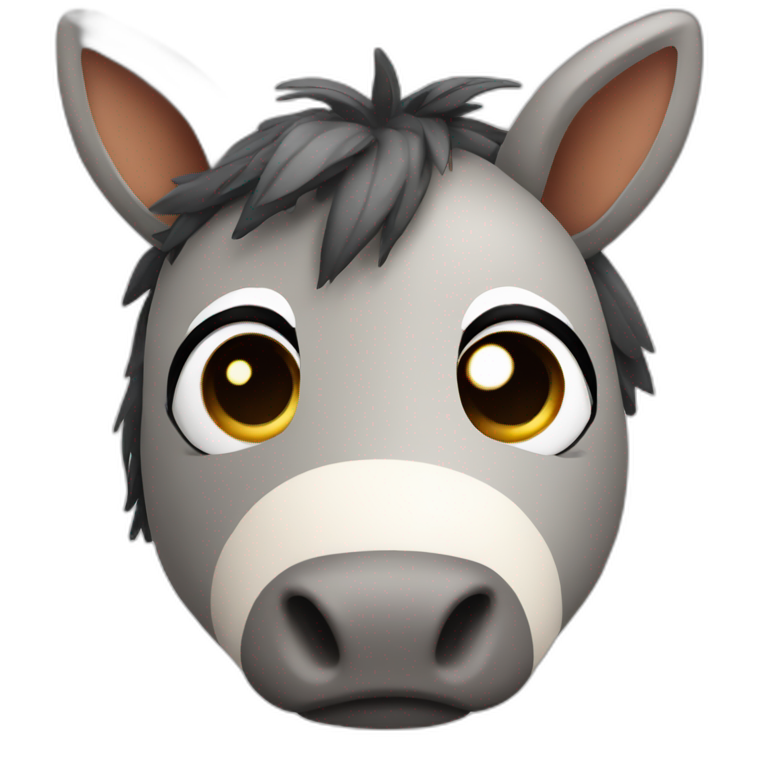 3d sphere with a cartoon Donkey skin texture with big thoughtful eyes emoji