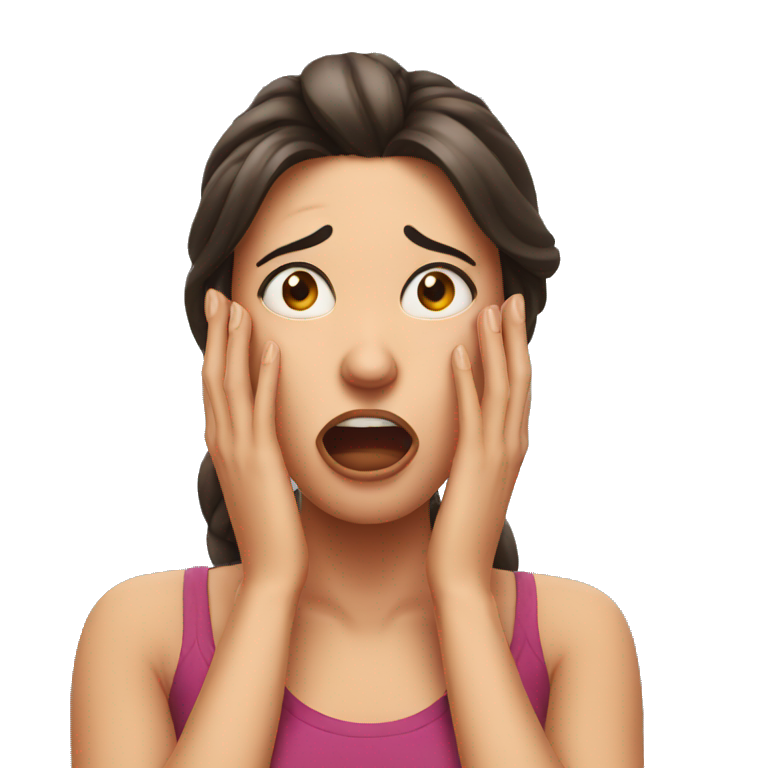 shocked woman hands on face emoji
