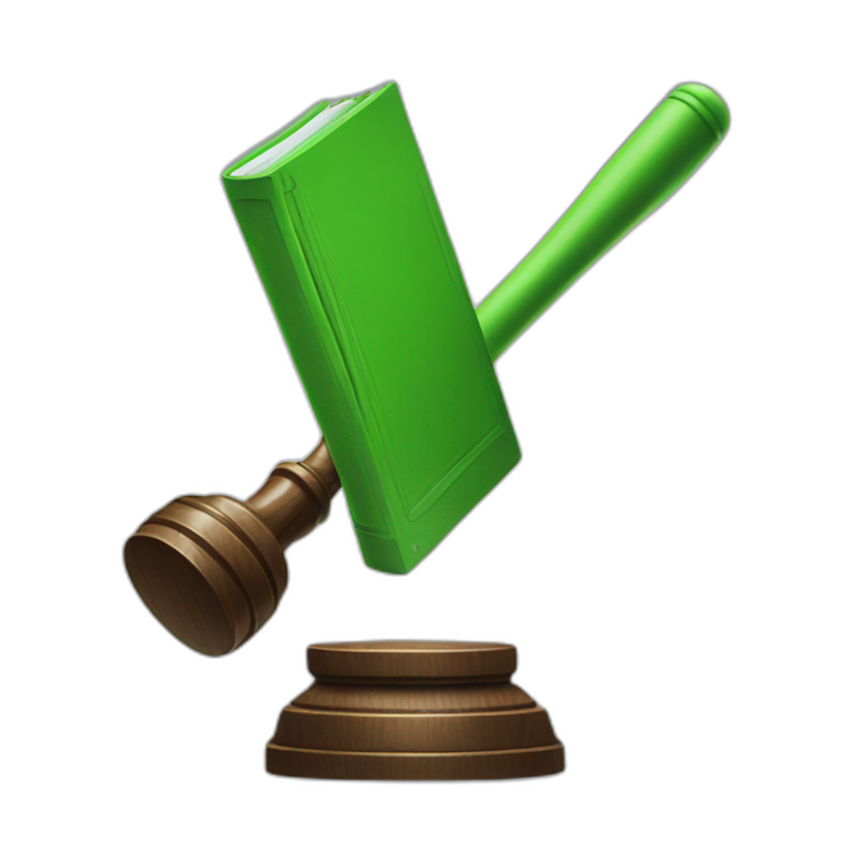 Green AI judge with hammer emoji
