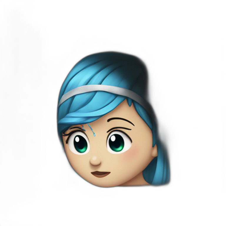 weeping blue-haired girl in dress emoji