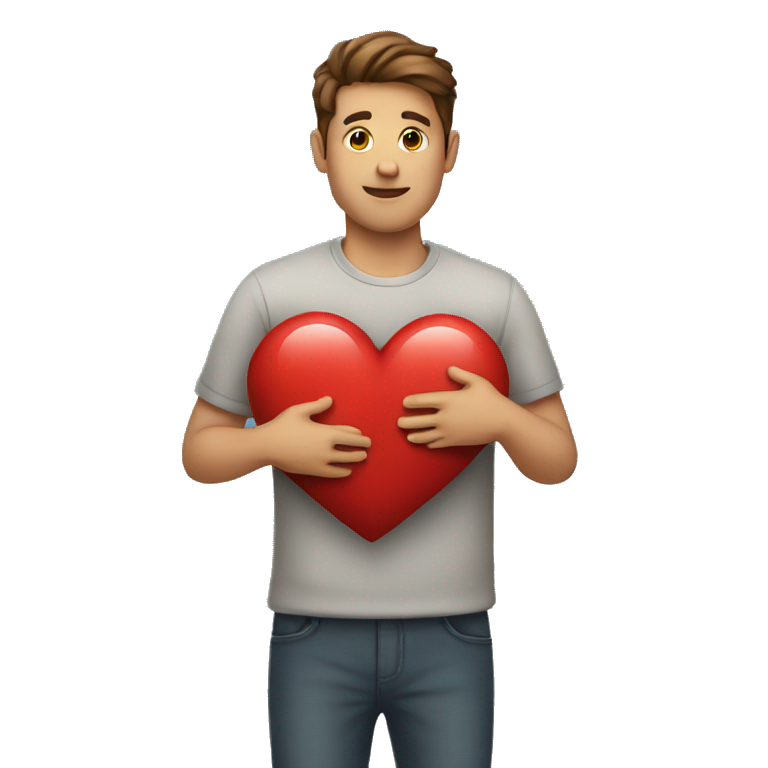 Men holding heart emoji