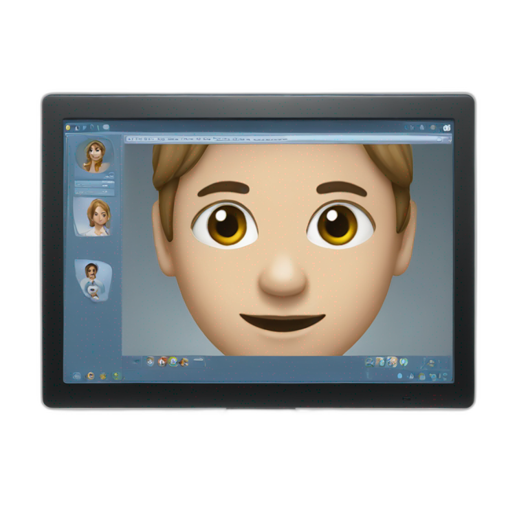 monitor with the video call on the screen emoji