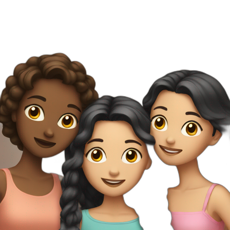 3 girl friends  emoji
