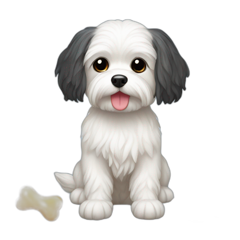 dog Maltese with toys emoji