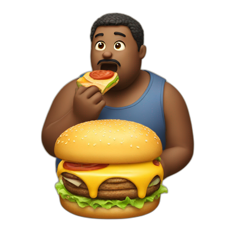 Fat man eating a hamburger  emoji