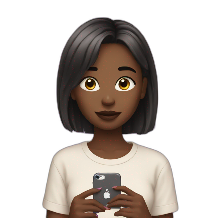 Aesthetic girl with iPhone emoji