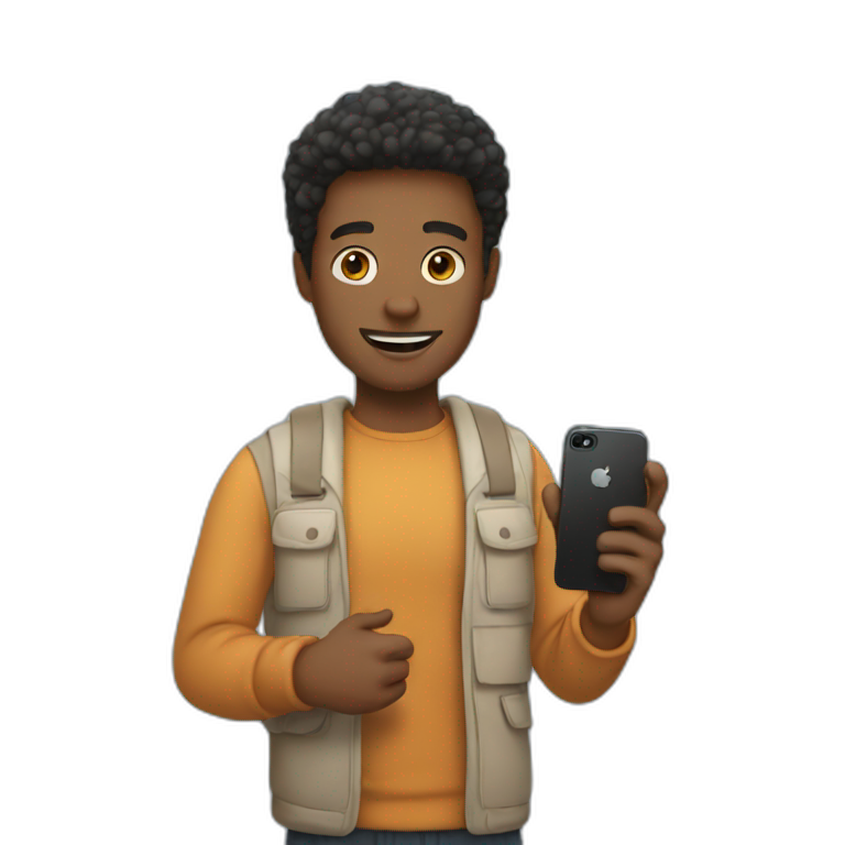 A guy holding an iPhone emoji