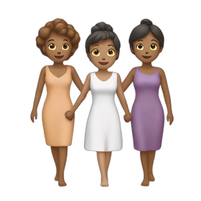 three women holding hands emoji