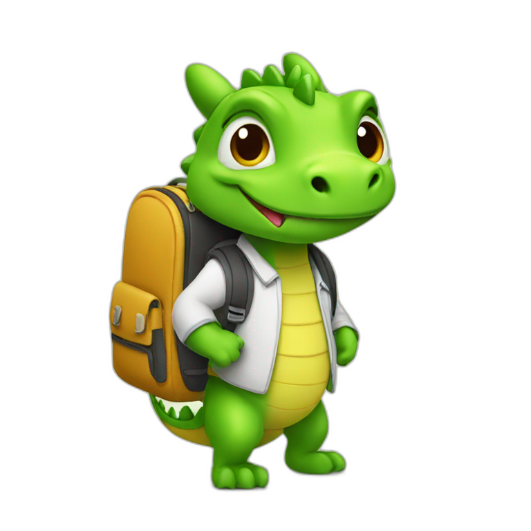 little dragon with school bag emoji