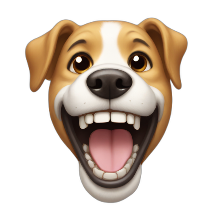 Smiling dog with human teeth emoji