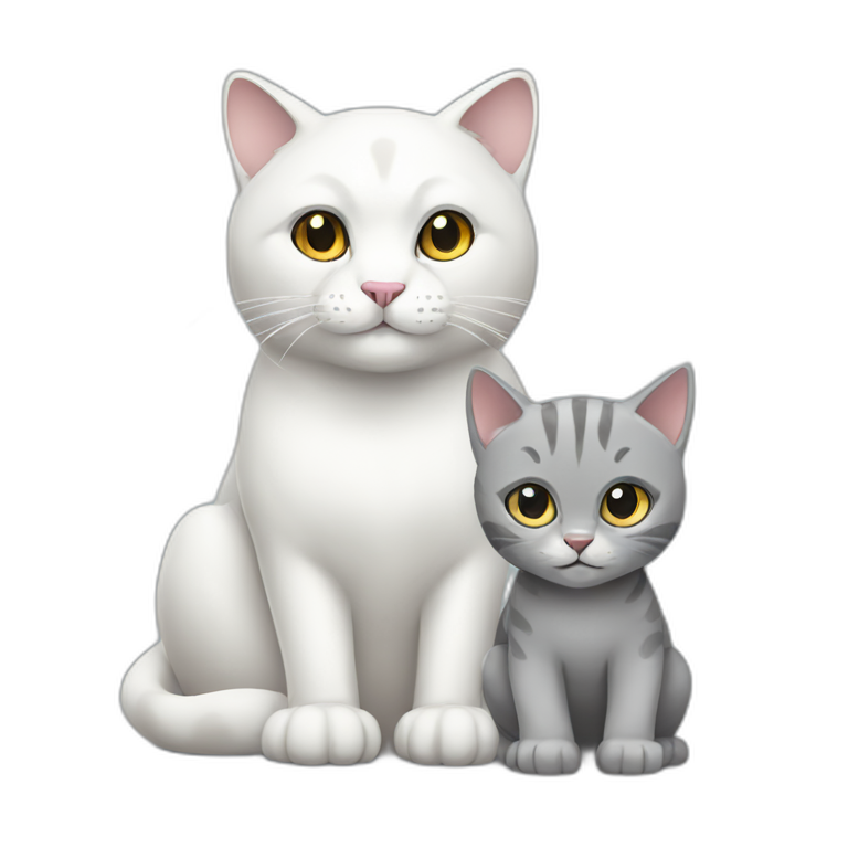 white big cat and grey little cat emoji