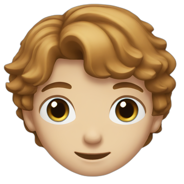 boy with brown long hair with blue eyes emoji