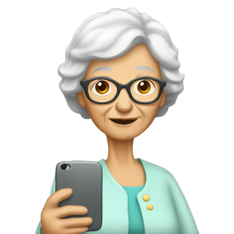 old woman with smartphone emoji