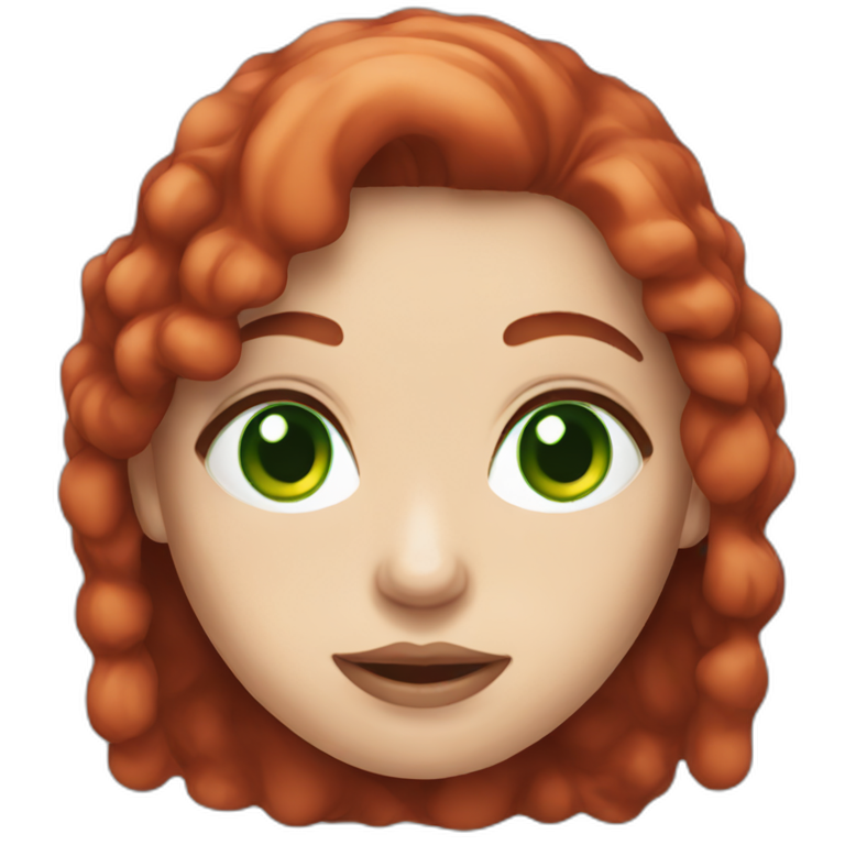 white skin red hair green eyes woman holding meat emoji