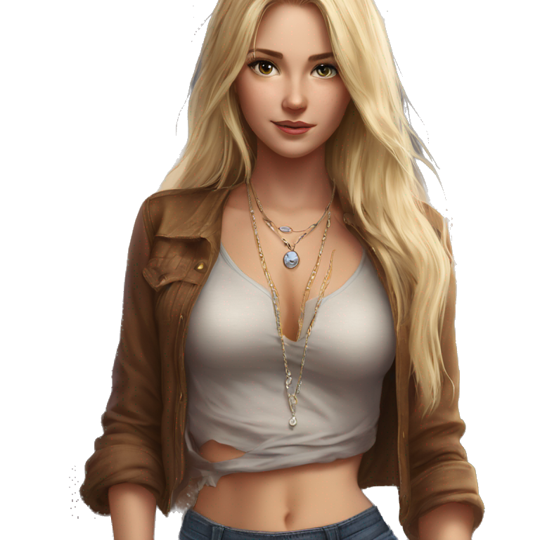 blonde girl in denim jeans emoji