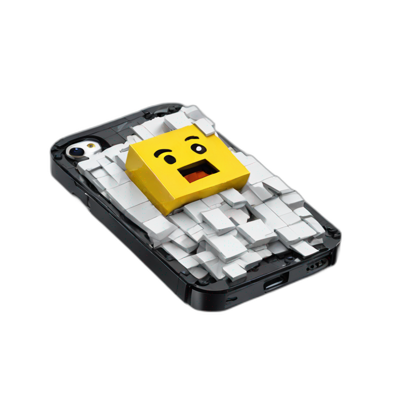 A broken iPhone made of Lego emoji