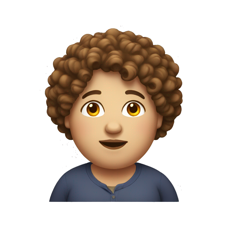 fat person with curly brown hair emoji