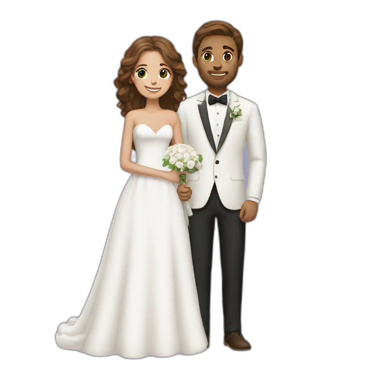 wedding white couple brown hair emoji