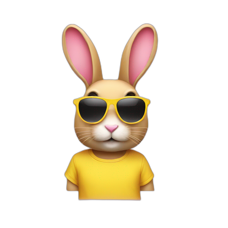 pink+rabbit wearing sunglasses and yellow+teeshirt emoji