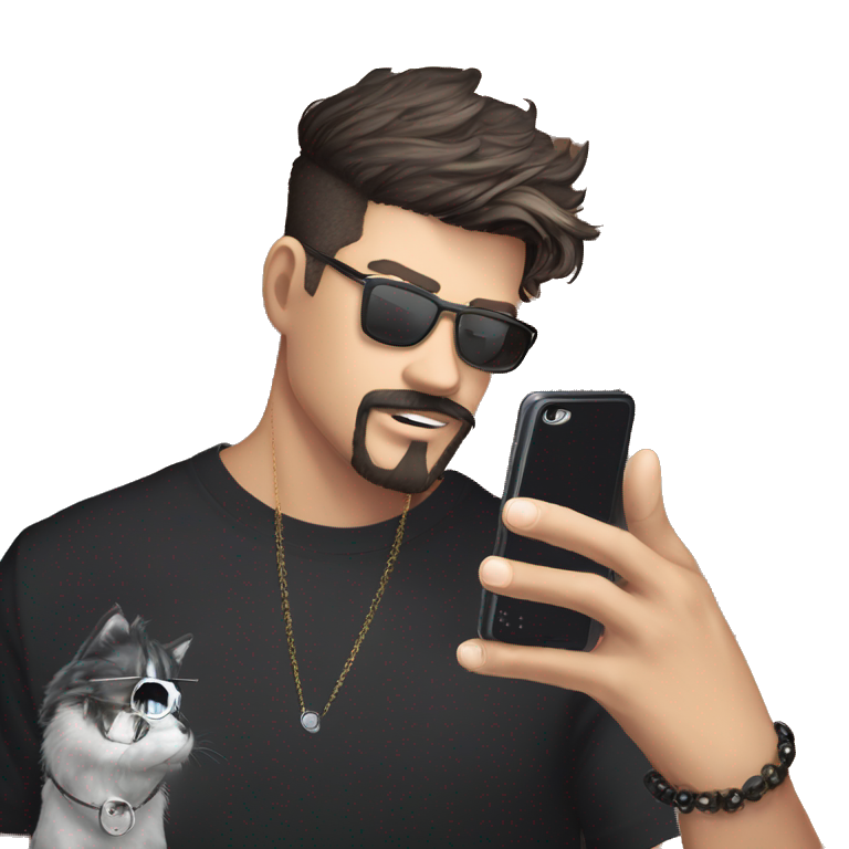 stylish man taking selfie emoji