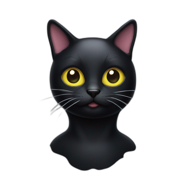 weird liquid black cat emoji