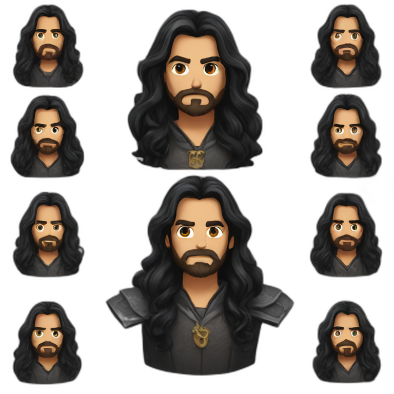 Long dark hair dungeon master emoji