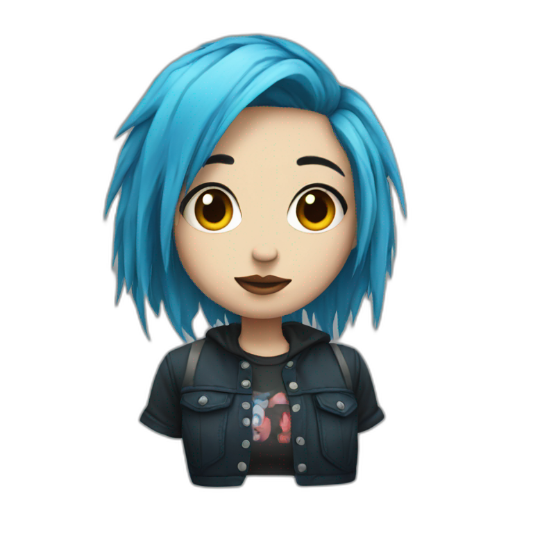 Emo girl with choppy blue hair piercings emoji