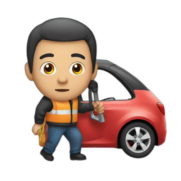 one man steals fuel from car emoji