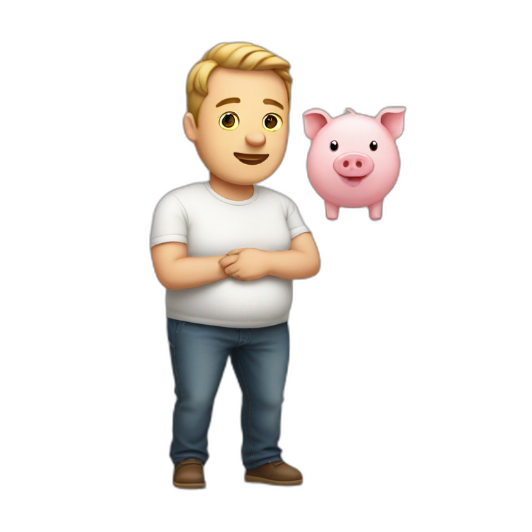 pregnant man waist-high with head pig emoji