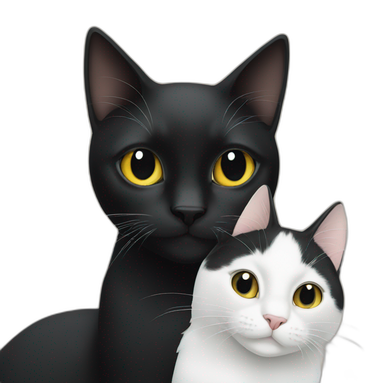 Black cat and white cat emoji