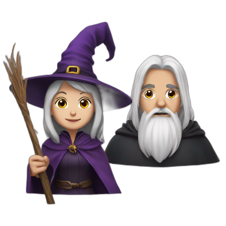 A witch and a wizard emoji